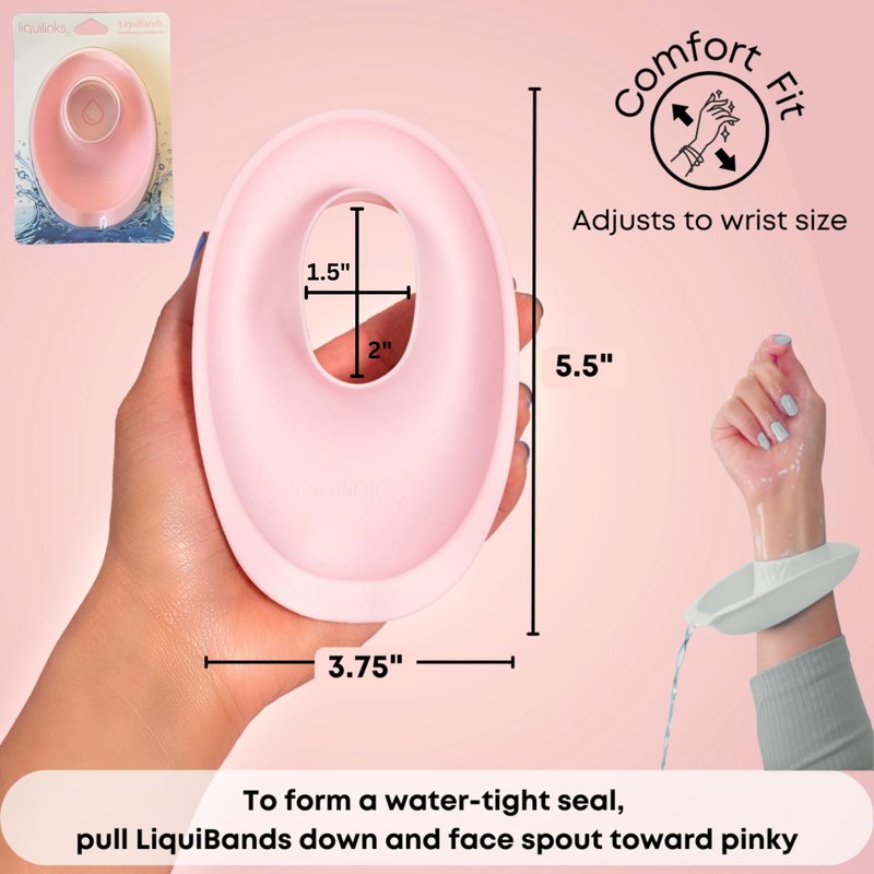 Liquilinks Wristbands for Washing Face – No-Drip Spa Arm Cuffs to Keep Wrists Dry – Silicone Beauty Accessory for Teen Girls (1 Pair LiquiBands)