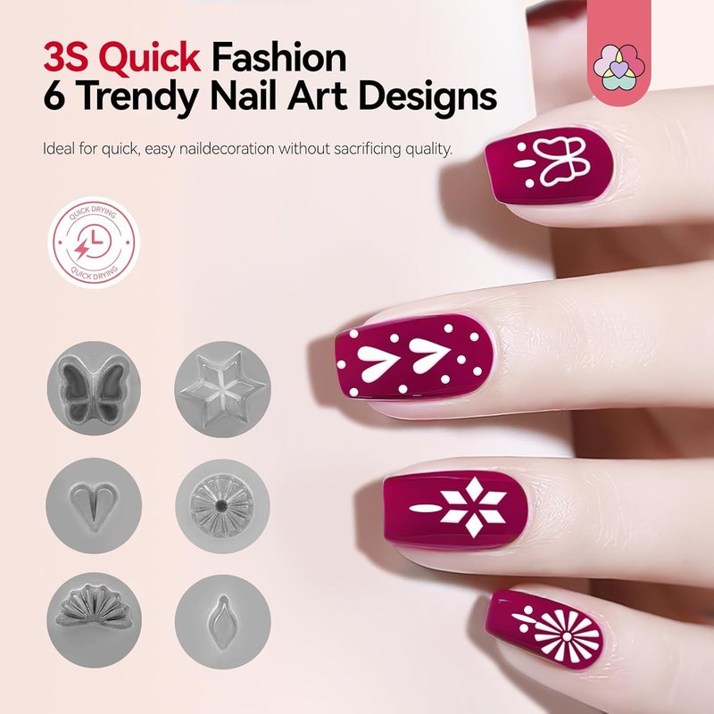Nail Art Stamp Pen Set - French Tip & Flower Patterns | 3 Quick-Dry Tools for DIY Manicure