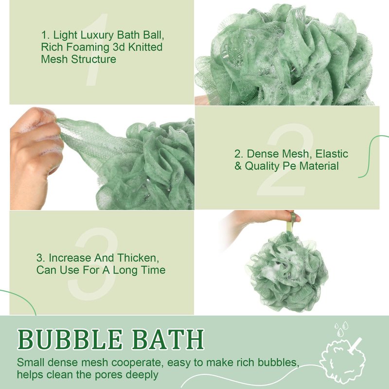 FuWeave 24 Pcs Bath Loofah Sponge Loofah Exfoliating Body Scrubber Shower Sponge 50g Mesh Pouf Balls Gift Basket for Baby Shower Women Men Bathing Accessories Wedding Gift Bucket(Sage Green)