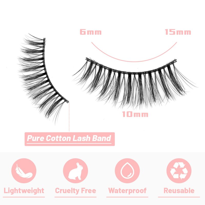 Azenlo False Eyelashes - 20 Pairs of 14mm Wispy Faux Mink Lashes | 3D Fluffy Cat Eye Style