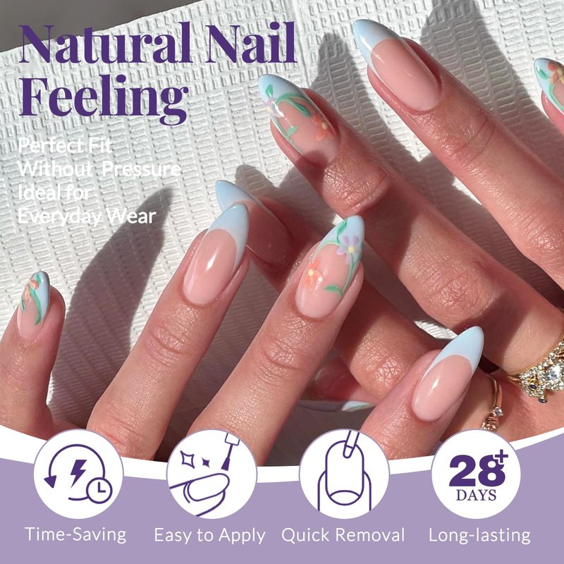AddFavor Medium Almond Nail Tips, 480pcs Soft Gel Nail Tips Almond Shape Clear Fake Nails Full Cover Acrylic Nails Tips for Extensions Manicure Home DIY 15 Sizes