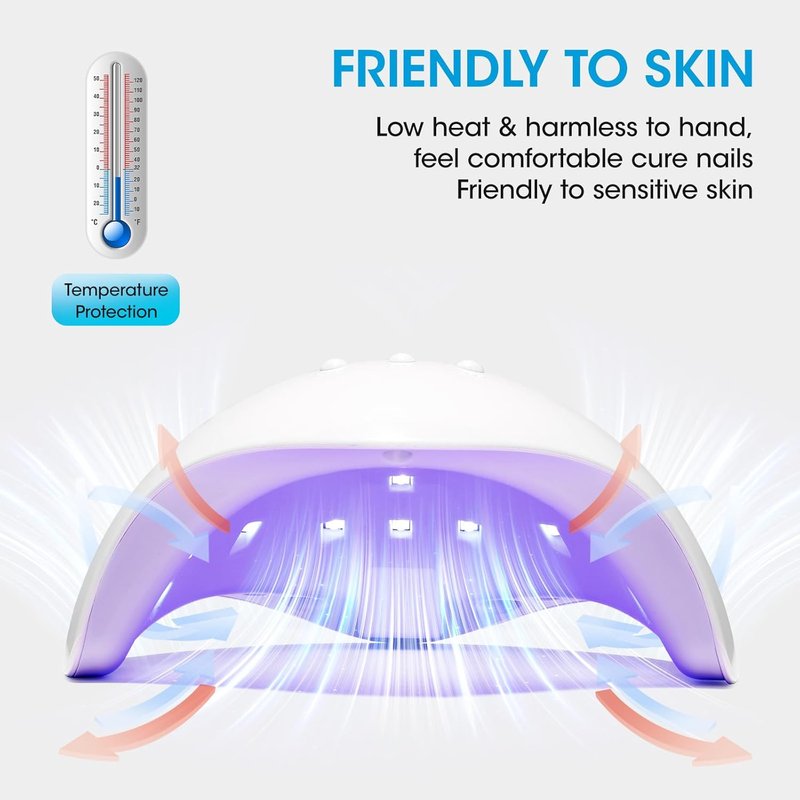 Gellen 54W UV Nail Lamp - Auto Sensor with LCD Display & 3 Timers | Fast Curing Gel Polish Dryer, White