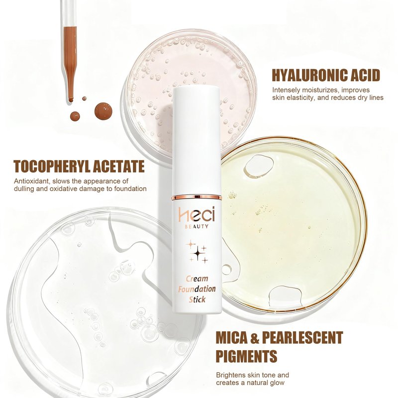 HECI BEAUTY Tinted Foundation Stick, Balm to Cream Foundation with Light to Medium Coverage, Infused with Hydrating Ingredients - Fair 01, 0.25 oz