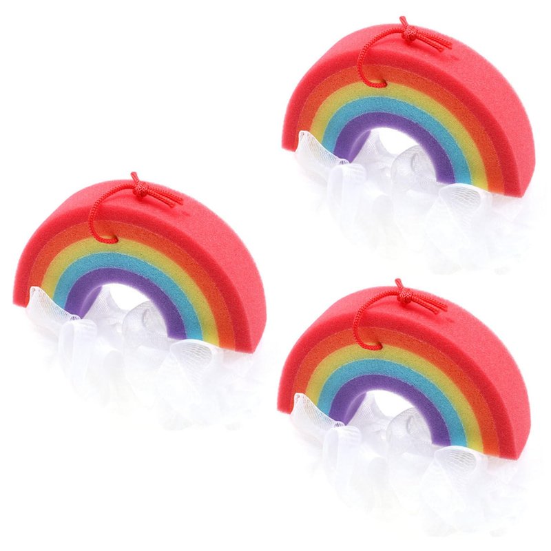 minkissy 3pcs Rainbow Bath Sponge Rainbow Loofah Body Scrubber Kids Shower Shower Balls Body Scrubber Exfoliator for Toddler Baby Kids Body Shower
