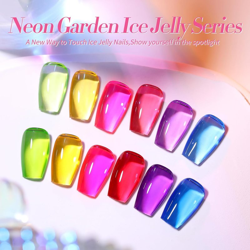 Neon Gel Nail Polish Set - Translucent Soak Off Colors for DIY Nail Art | 6 Vibrant Shades