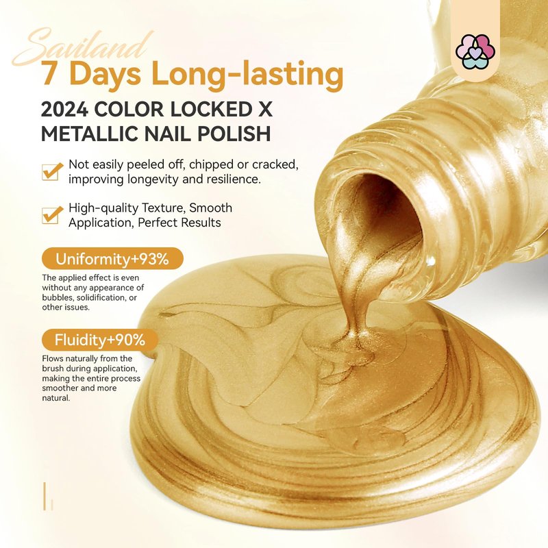 SAVILAND Metallic Gold Nail Polish: Quick Dry Mirror Golden Nail Polish Regular Chrome Fingernail Polish Easy To Use & Remove No Curing Needed Bulk Nail Lacquer for Toes Nail Art DIY Home 0.34 oz