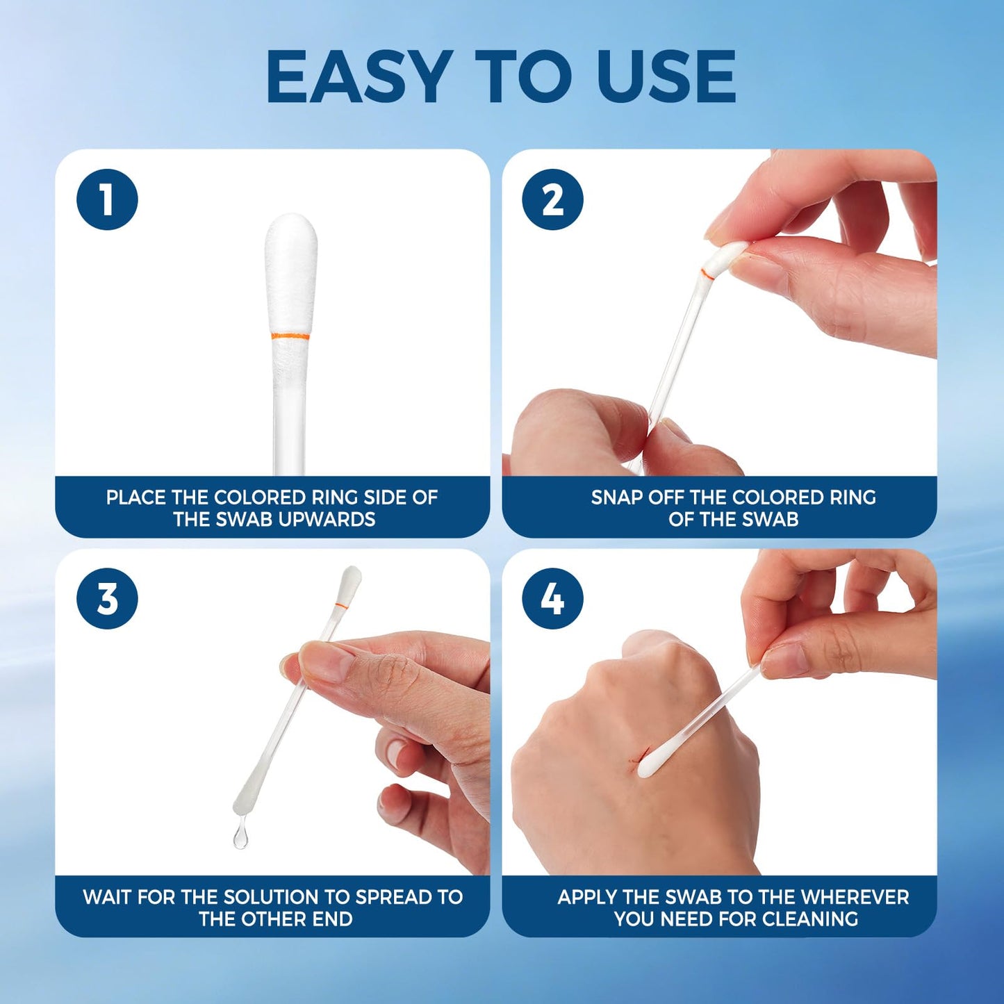 Piercing Aftercare Cotton Swabs, Disposable Saline Solution Cleaner Qtips Individually Wrapped Swabsticks Buds Bulk Outdoor Travel Size First Aid Kit for Ear Nose Skin Cleaning Wound Care (200 Pcs)