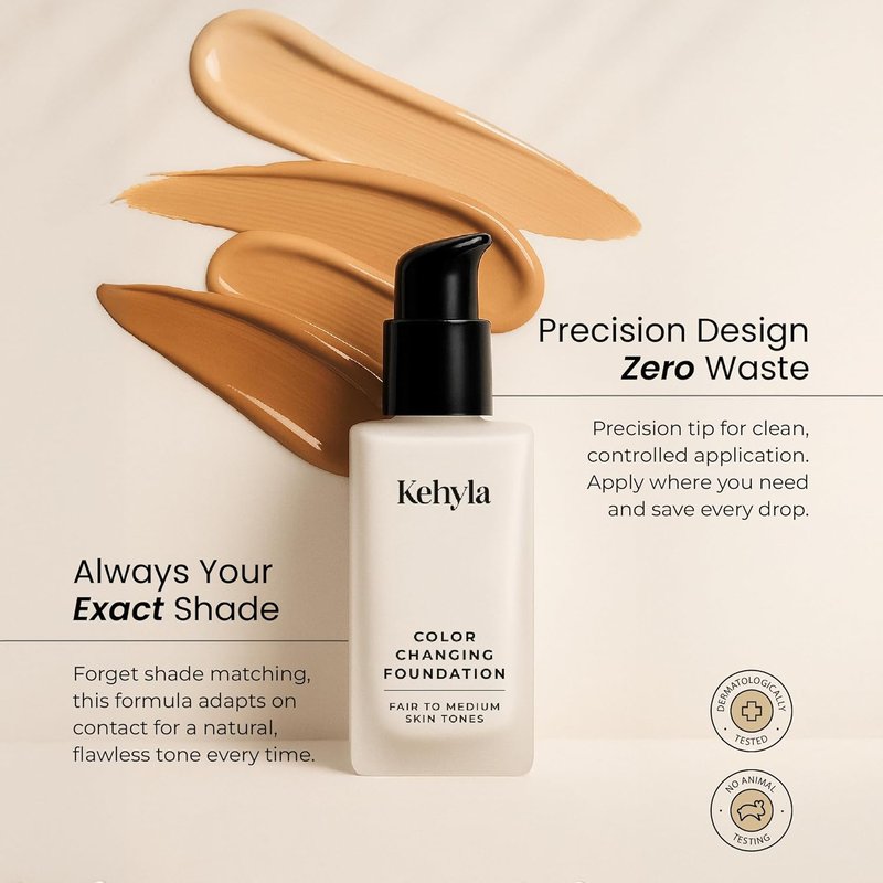 Color Changing Foundation for Mature Women - Self-Adjusting, Lightweight Full Coverage, Hydrating & Blurring | 30ml