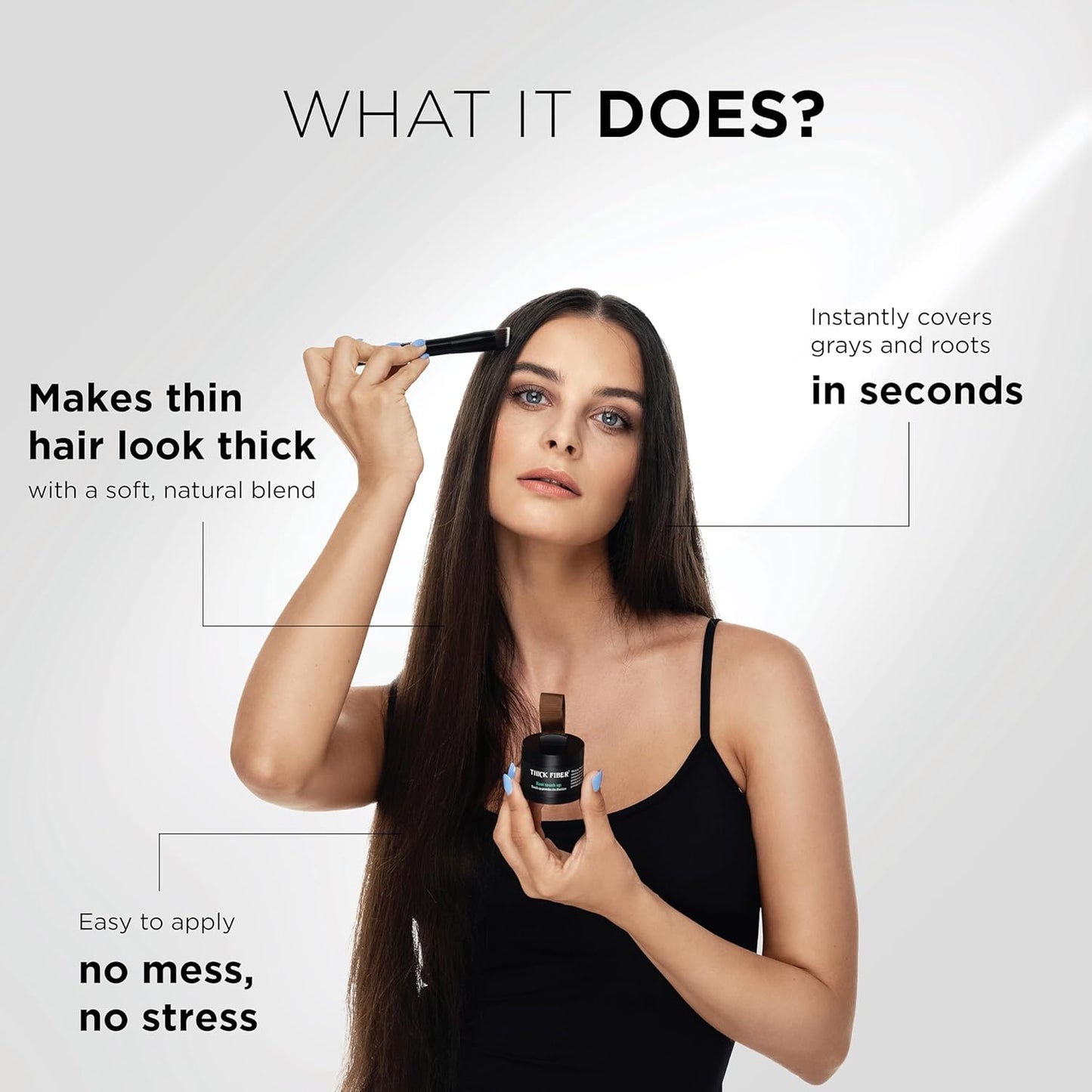 THICK FIBER Root Touch Up Powder - Covers Grey Roots & Thinning Hair - Water Resistant | Deep Dark Brown, 0.14 Oz