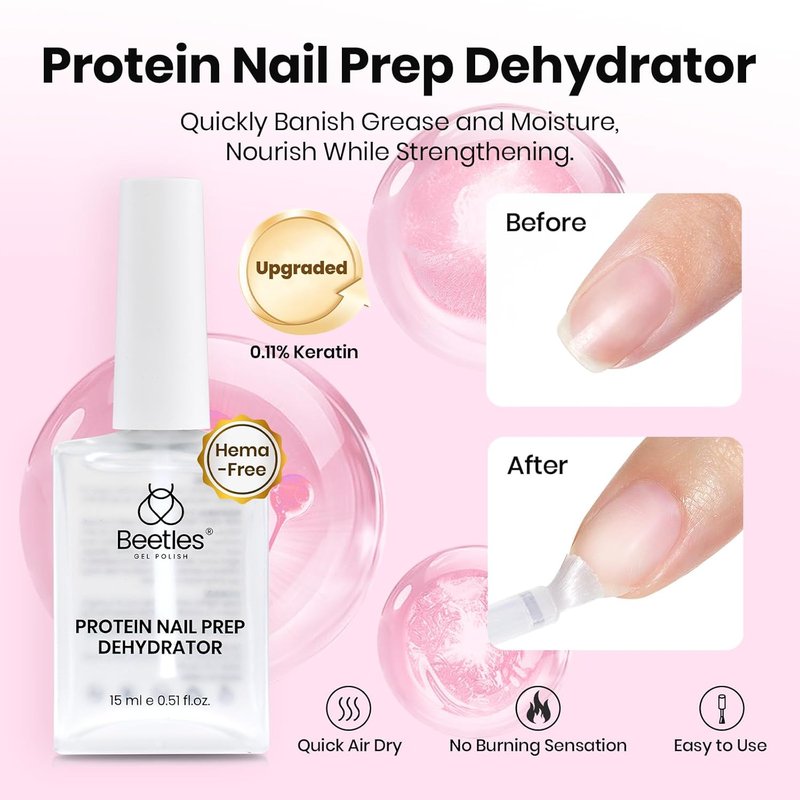 Beetles Nail Tips Kit - Long Square 256PCS with Dehydrator, Primer & Mini UV Lamp | All-in-One DIY Starter Set