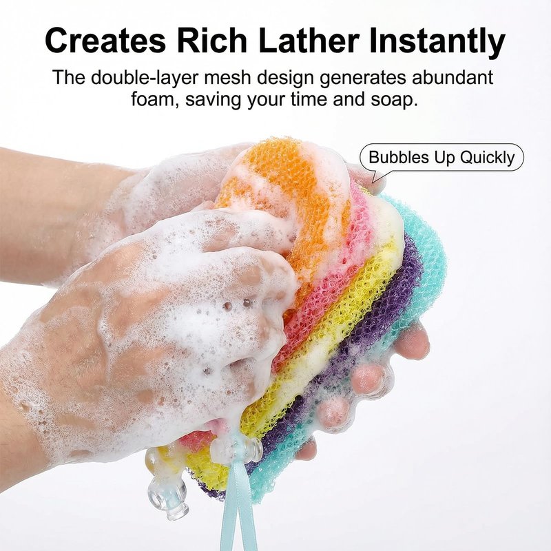 6 Pack Mesh Soap Bags for Soap Bars, Colorful Soaps Saver Bag Flexible Drawstring Exfoliating Mesh Pouch for Store Bath Products Body Facial Shower Cleaning Shower Gel Cleasing Mil, 6.3×3.9×0.4 Inch