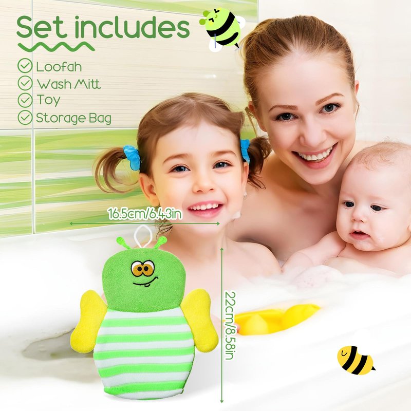 Sibba 6 Pcs Baby Bath Mitt Washcloths Gloves, Gentle Cute Exfoliating Wash Mitt Animal Pattern, Baby Mittens Bath Towel Glove Soft Scrub Toddler Wash Cloths Body Scrubber Bathing Loofah Infant Gloves