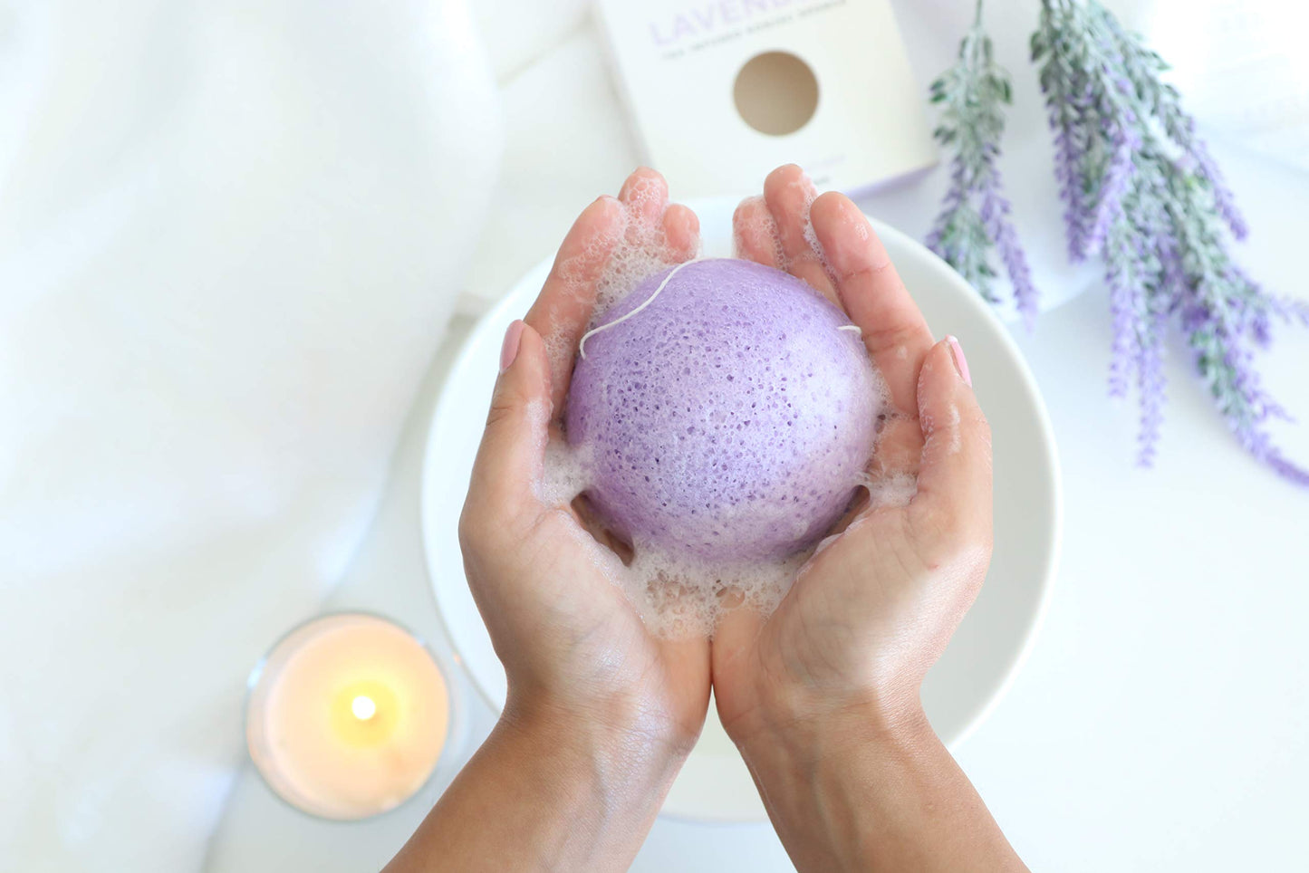Teami Exfoliating Konjac Facial Sponge - Cleansing Pore Refining Face Sponges (Lavender)