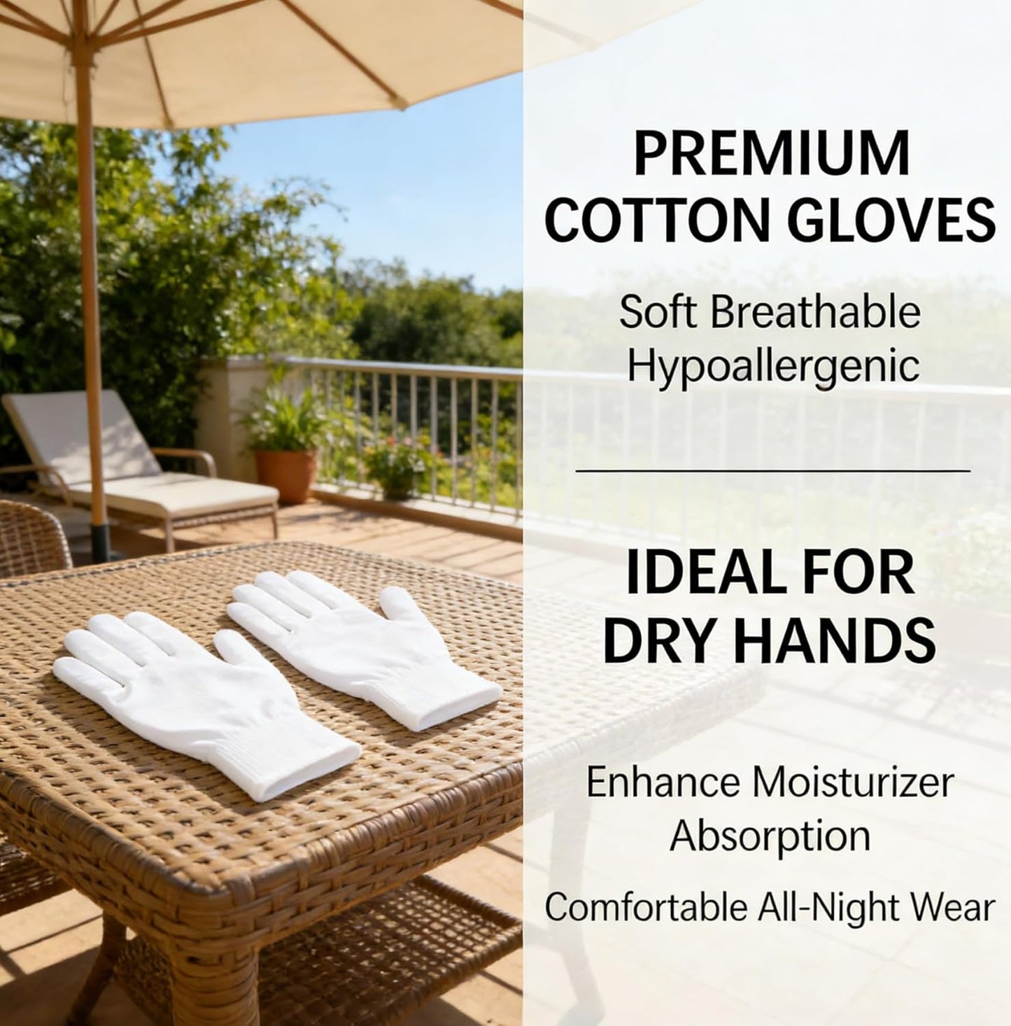 White Cotton Gloves for Dry Hands | Soft Sleep Gloves for Eczema & Moisturizing Overnight | 36 Pcs Set