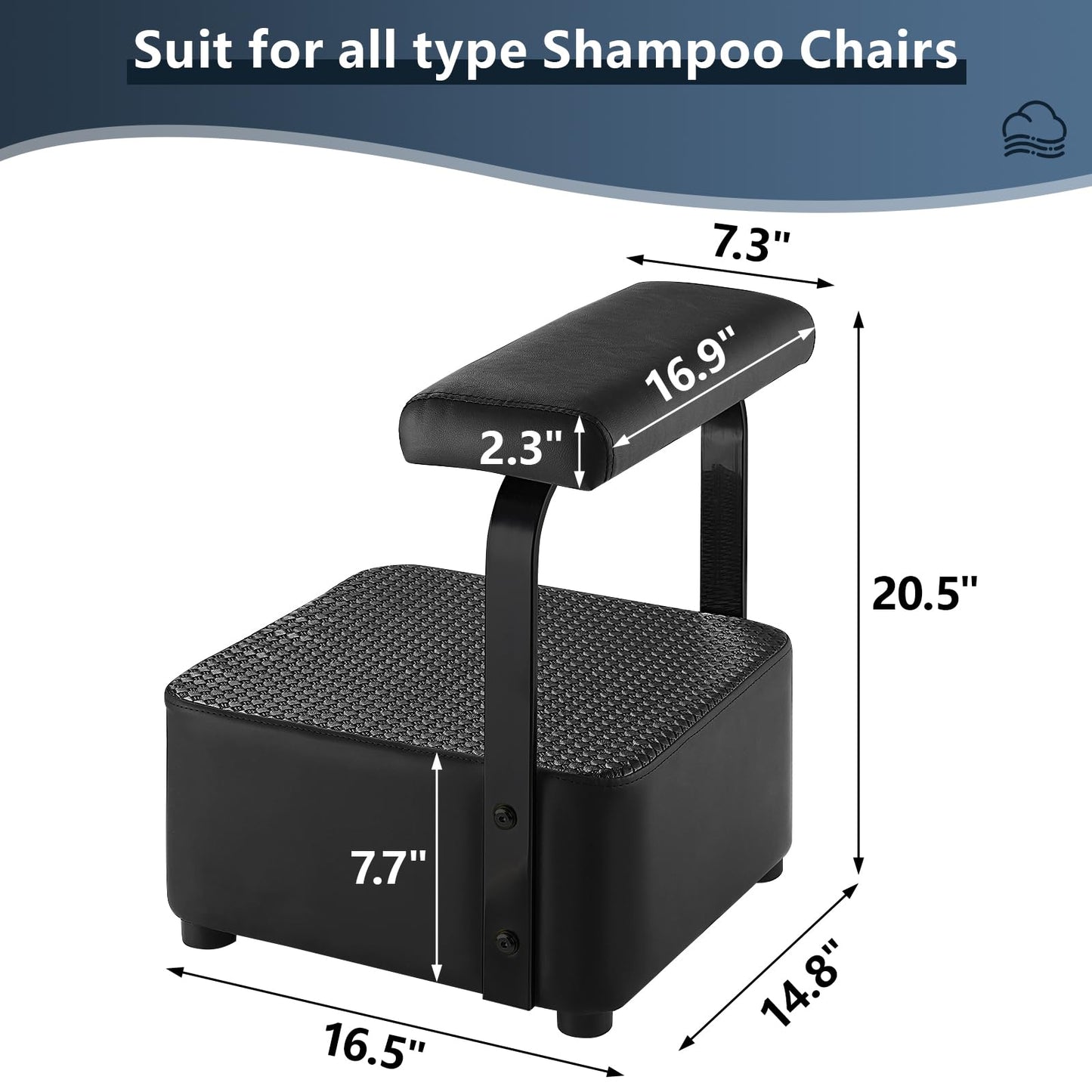 TONESLY Independent Footrest for Backwash Beauty Spa Shampoo Bowl and Chair Set,Footstool for Spa Beauty, Ottoman for Shampoo Station Chair in Salon and Spa (Black)