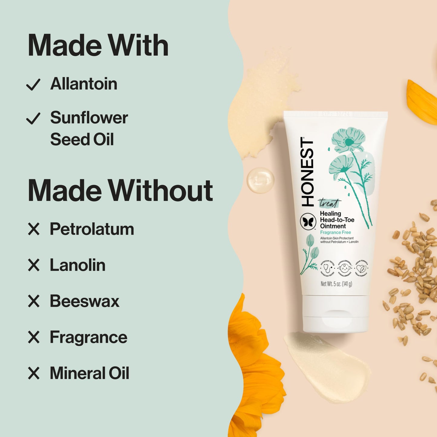 The Honest Company Head to Toe Multi-Purpose Healing Ointment, Safe for Sensitive Skin, Hypoallergenic, Fragrance-Free, Vegan, 5 oz
