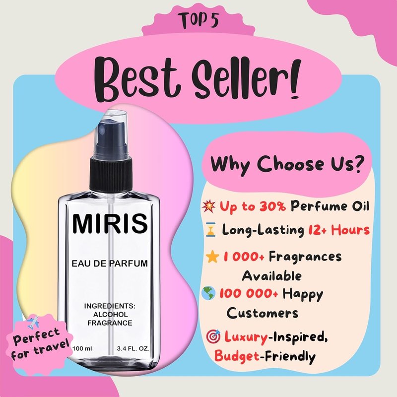 MIRIS No. 660823 Eau de Parfum for Men - Inspired by Black Aoud, Long-Lasting Spray, 3.4 Fl Oz