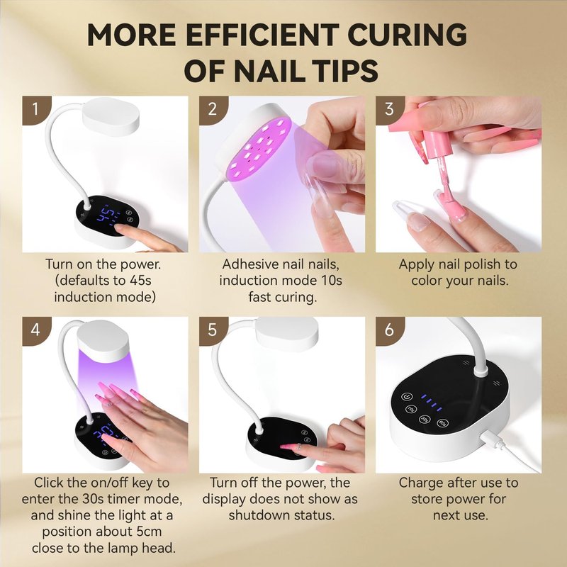 AORAEM UV Nail Lamp - Mini Gooseneck 36W LED Gel Nail Dryer with 4 Timers & Auto Sensor | Quick Dry for Home & Salon Use, White