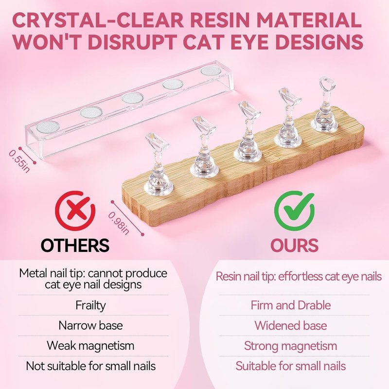 Nail Stand for Press On Nails Art Display Practice 2 Sets, 1 Heart Acrylic Magnetic Nail Stands, Fake Nail Holder Tips With 200 PCS Double-Sided Tape, Nail Kit Home DIY Supplies Accessories