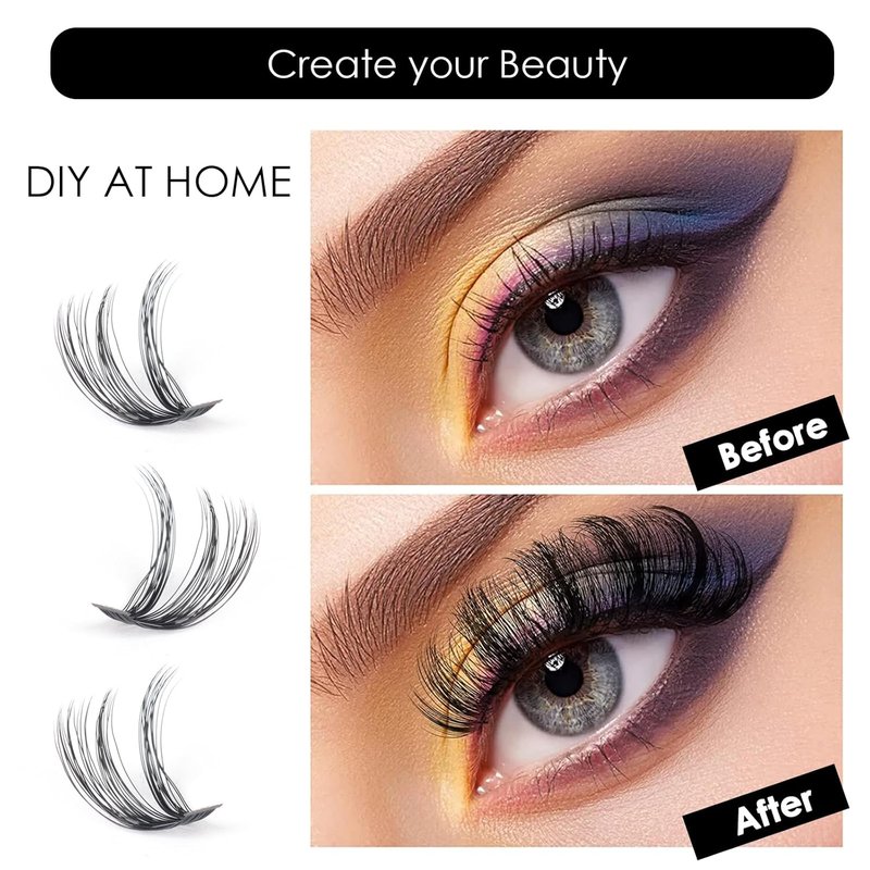 DIY Lash Extensions Kit - 320pcs Individual Lash Clusters 30D & 40D | Applicator, Bond & Seal, Glue Remover, 10-16mm