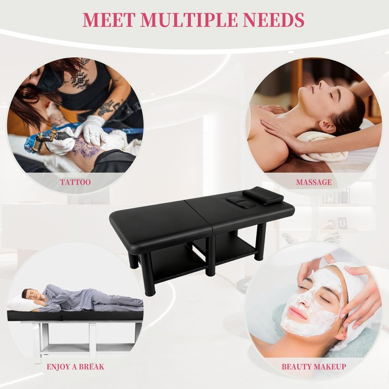 2000 Lbs Foldable Physical Massage Couch, 6 Square Legs Foldable Tattoo Bed with 5 Inch Thick Non-Slip Mat for Spa Footmassage Facial Carespa Tattoo