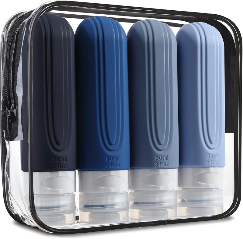 Mrsdry Travel Bottles - TSA Approved 3oz Silicone Containers | Leak-Proof & Refillable for Toiletries (4 Pack)