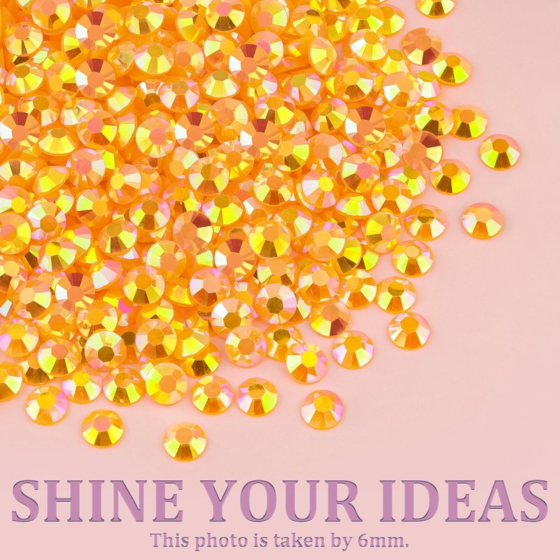 Resin Jelly Rhinestones for Crafting with B7000 Jewelry Glue, 1 Box Light Orange AB Flatback Crystal with 3Pcs 10ml Glue, Bedazzling Non Hotfix Gems for DIY Tumblers Clothing Shoes Manicure