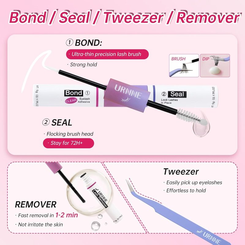 Eyelash Extension Kit - 320Pcs DIY Lash Clusters 9-16mm Mix | Includes Bond, Seal, Remover & Tweezers