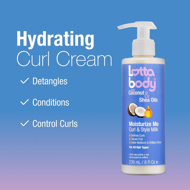 Lottabody Moisturize Me Curl & Style Milk - Coconut & Shea Oils for Frizz Control | 8 oz