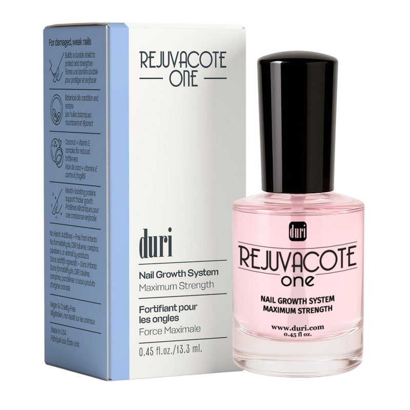Duri Rejuvacote 1 Original Maximum Strength Nail Growth System Base and Top Coat - Nail Hardener Repair Chipping Strengthen Breaking and Brittle Treatment, by Duri Cosmetics (Pack of 1)