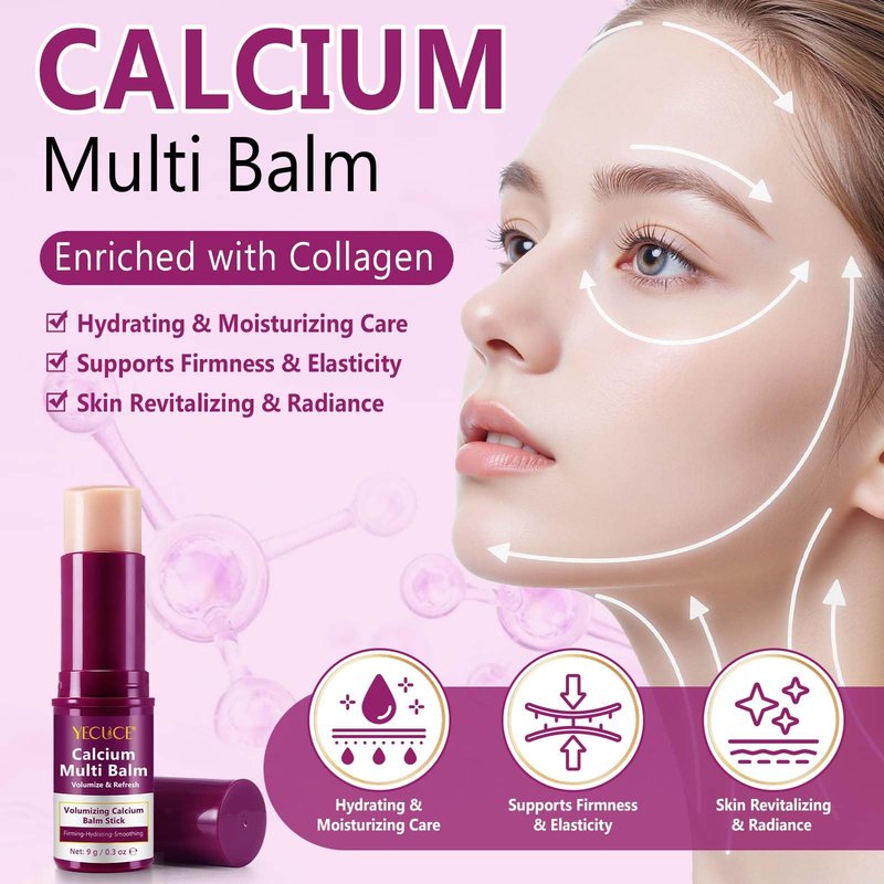 NIFEISHI Calcium Volume Multi Balm Stick, Calcium Volume Balm, Anti Wrinkle, Firming & Moisturizing, Hydrating, Lifting Cream for Lip, Eye, Face, Neck- Suitable for All Skin Types 0.3oz