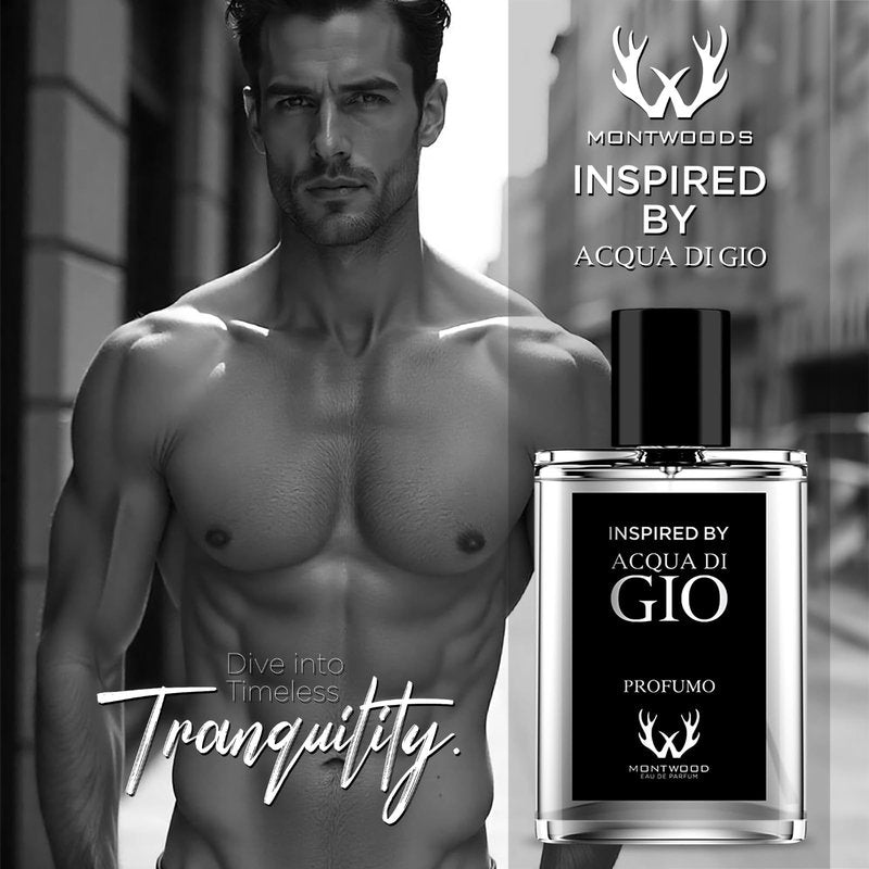 MONTWOOD Eau de Parfum – Long-Lasting Aquatic Fragrance for Men – 100mL Perfume Spray with Bonus 15mL Perfume Sample (Randomly Selected) – Inspired by Acqua di Gio Profumo