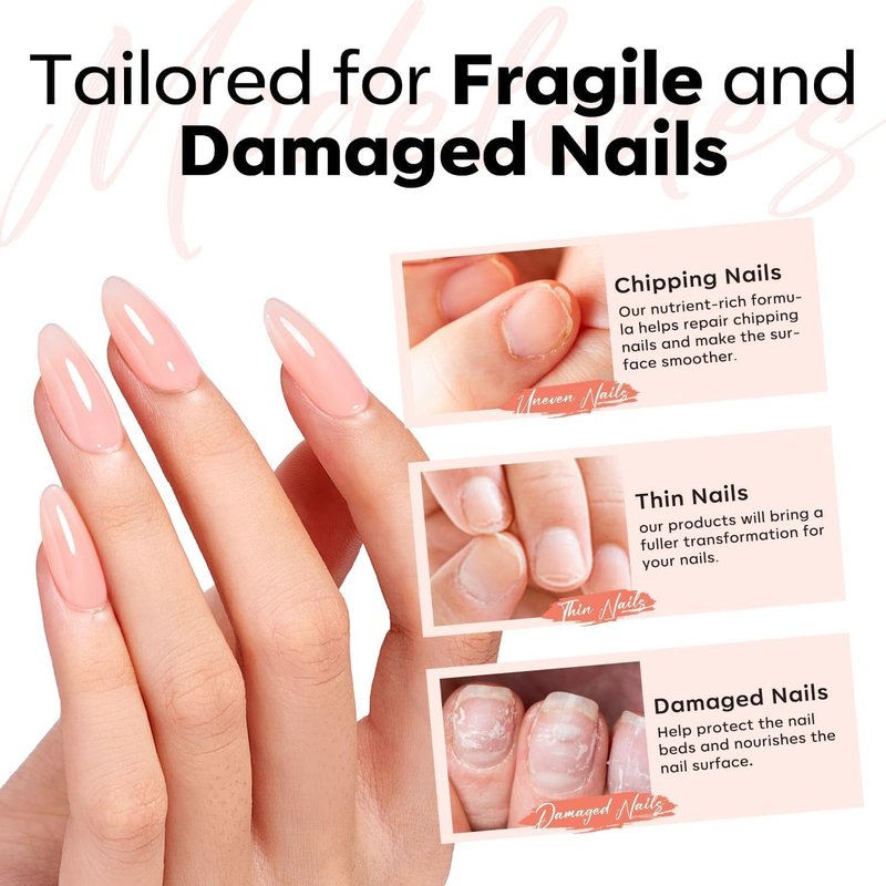 modelones Builder Rubber Gel Base Coat for Nails, Nude Pink Rubber Base Gel Nail Polish for Strengthen Apex Building Extension Protect Weak Nails Long Last U V Manicure Gift for Women