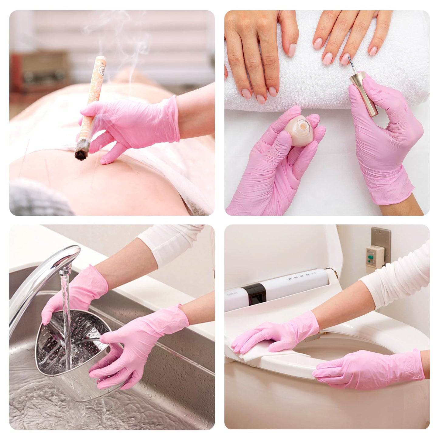 SwiftGrip Pink Disposable Exam Gloves, X-Small, 50-ct Box, Powder-Free, Latex-Free, Medical Grade Gloves for Cleaning & Esthetician