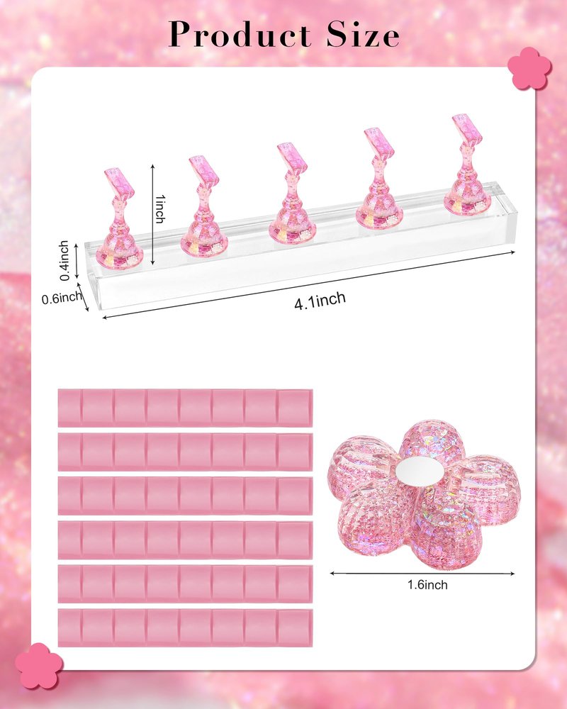 Nail Stand for Press Ons Magnetic Nail Tips Nail Holder for Painting Nails Fake Nail False Nail Design with Reusable Adhesive Putty Practice Nail Art Tools for Home Salon DIY Beginner Supplies