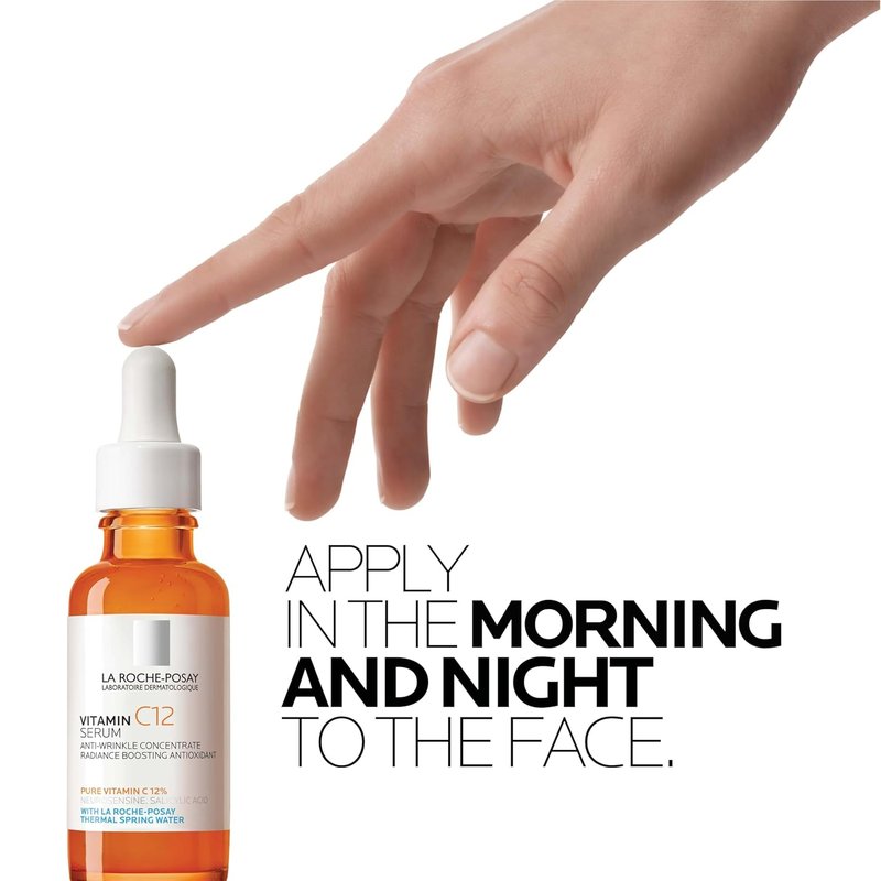 La Roche-Posay Pure 12% Vitamin C Serum - Hydrating Face Serum with Hyaluronic & Salicylic Acid | Boost Radiance, Reduce Wrinkles, 1 oz