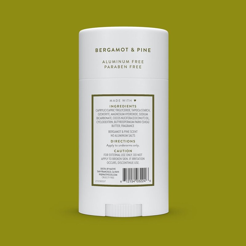 Native Deodorant - Aluminum-Free Bergamot & Pine | 72-Hour Odor Control for Men & Women - 2.65oz