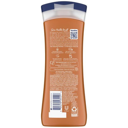Vaseline Intensive Care Cocoa Radiant – Hand & Body Moisturizer with Cocoa Butter, Shea & Petroleum Jelly, Healing Lotion for Extremely Dry Skin, 10 Oz