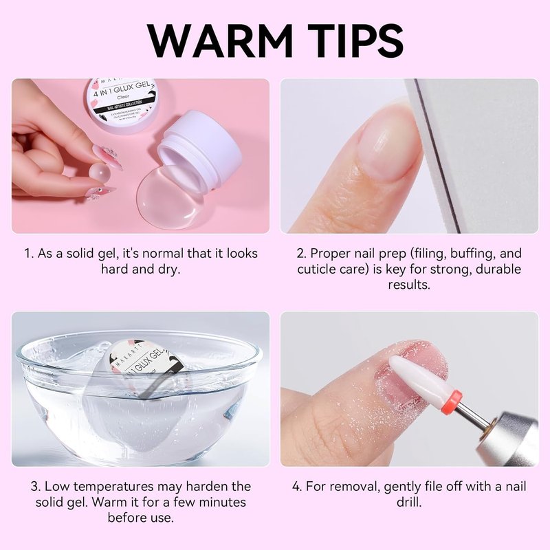 3D Gel Nail Art - Clear Solid Builder Gel for Extensions | Non-Sticky 4-in-1 Formula, 15ml