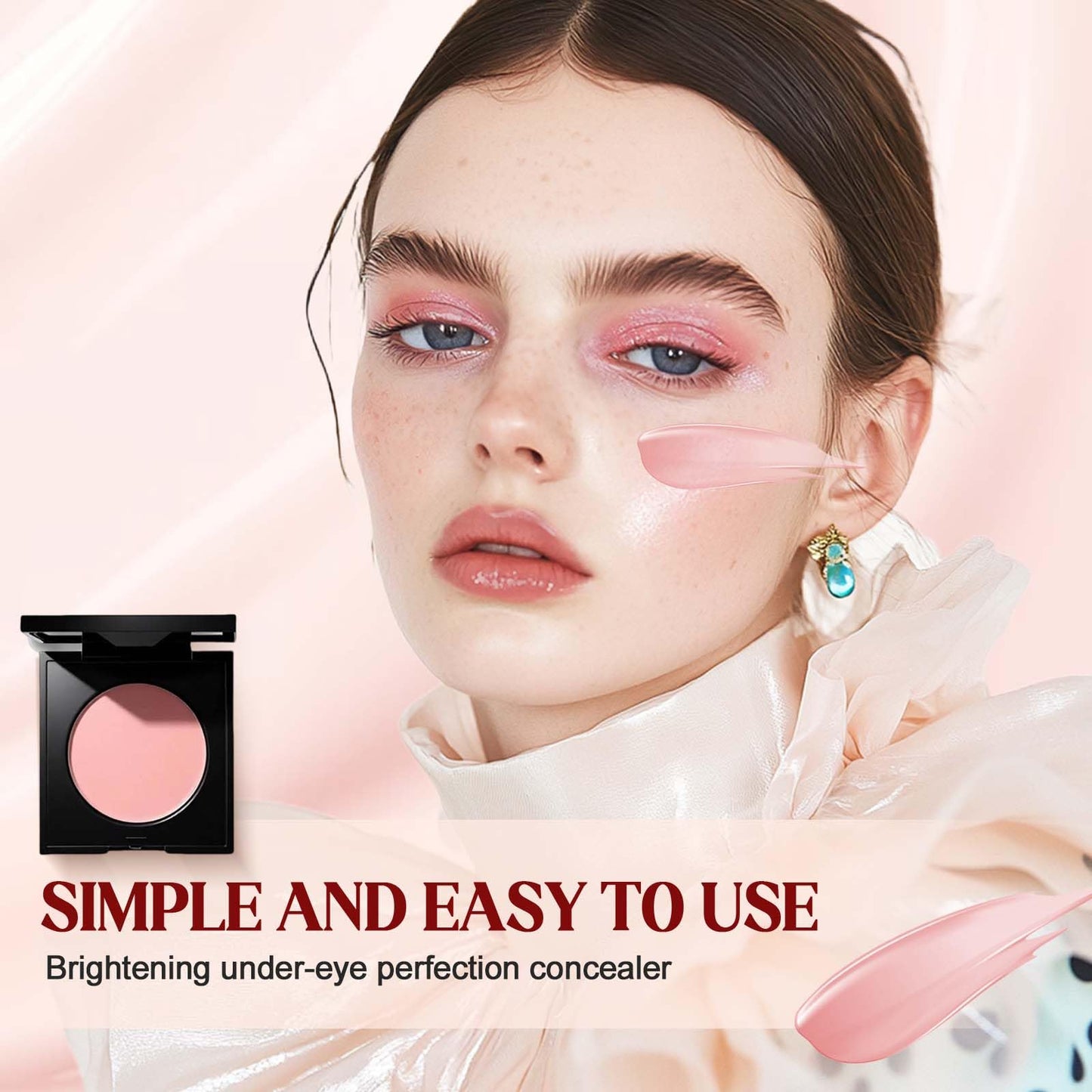Under Eye Brightener Concealer, 2025 New Under Eye Brightener, Dark Circle Concealer, Moisturizing Waterproof Foundation with Makeup, Hydrating Eye Highlighter for Women (1Pcs)