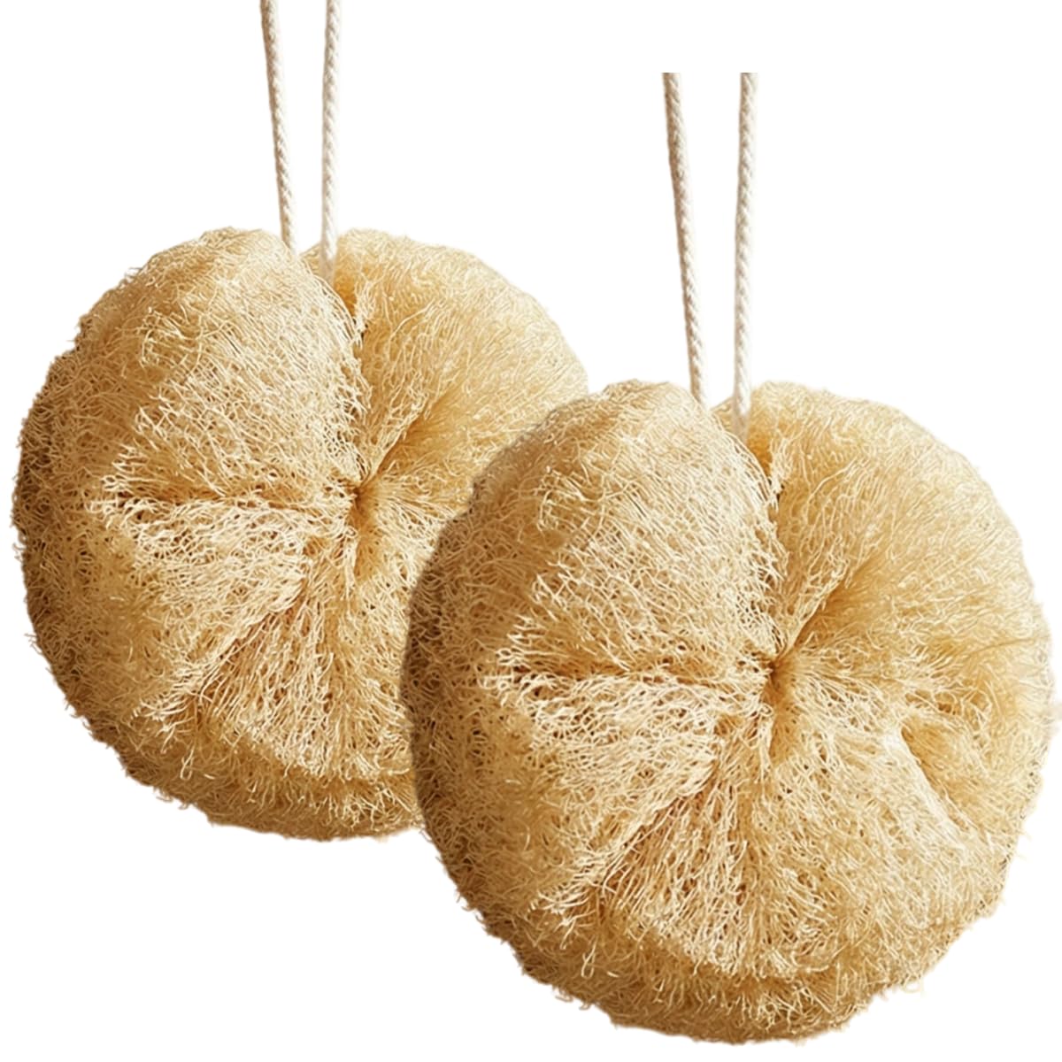 Natural Loofah Sponges 2 Pack of Organic Loofahs（Two Whole loofah） Exfoliating Scrubber Friendly 100% All Natural luffa Cleaning for Deep Clean Skin Care Bath Spa Shower Women