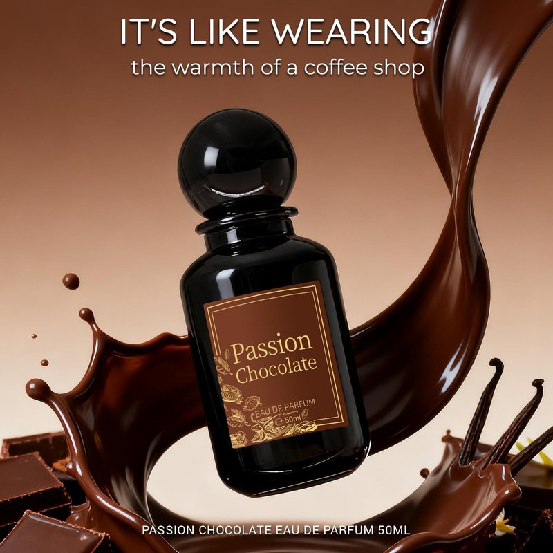 MAJESTY'S SECRET PHEROMAX Passion Chocolate Eau de Parfum for Women, 50 ml (1.7 fl oz) Long-Lasting Gourmand Perfume, Sweet Chocolate Vanilla Coffee Scent with Caramel & Amber Notes
