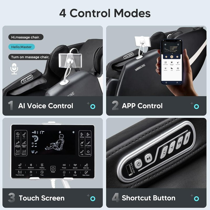 Skiennix Full Body Massage Chair - AI App Control Shiatsu Zero Gravity with Heated Foot Roller & Bluetooth Speaker