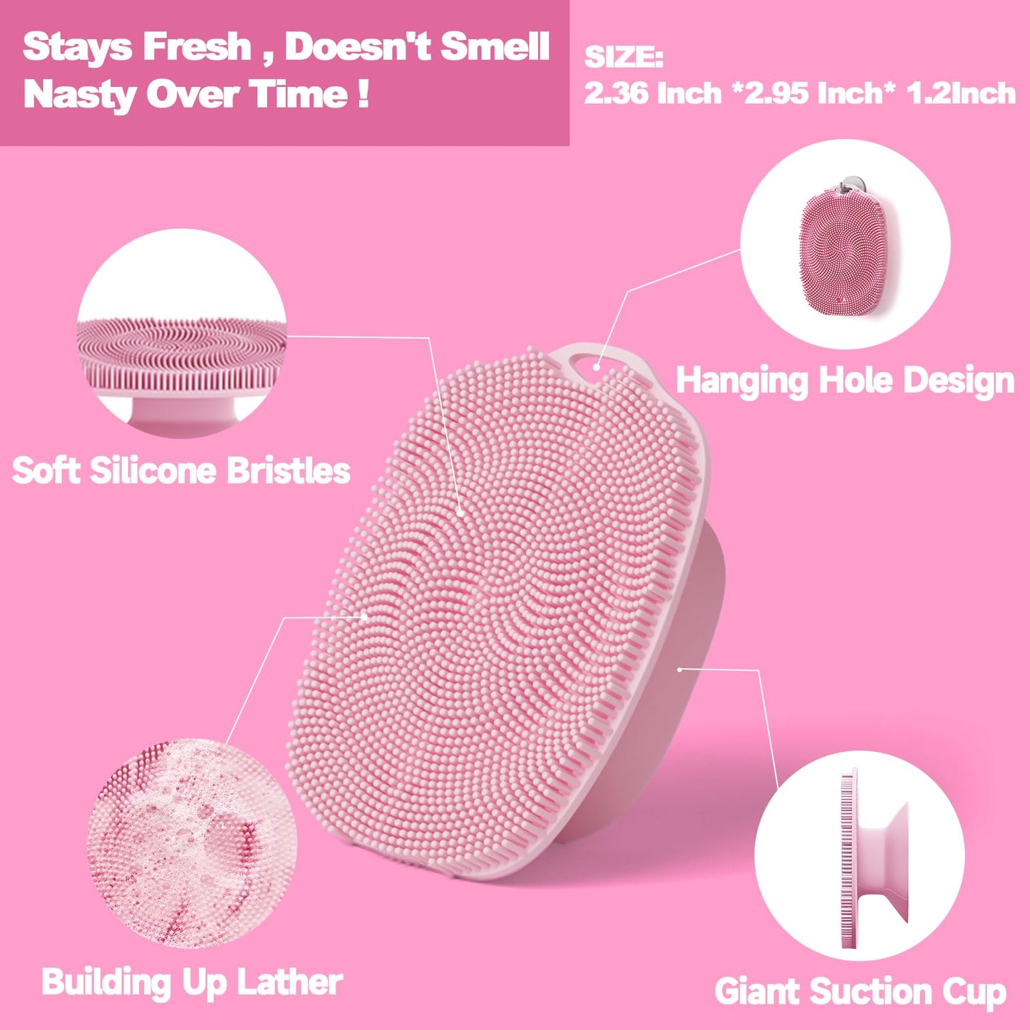 ARIOSOX 2 PCS Face Scrubber, Soft Silicone Face Exfoliator with Suction Cup for Man and Women Deep Skin Clean, Gentle Facial Cleaning Brush Suitable for All Sensitive Skin (Pink+Blue)