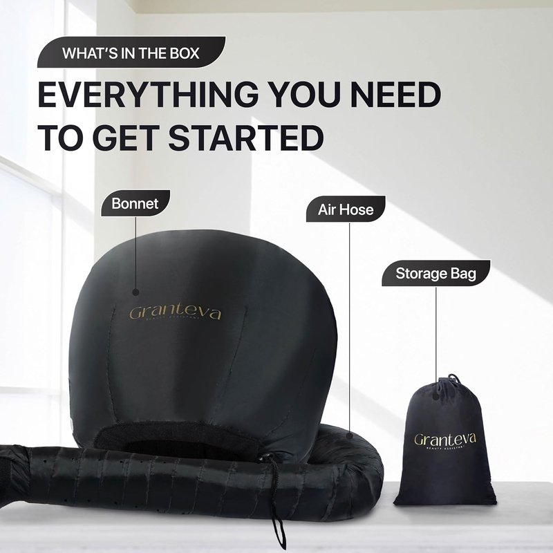 Hooded Hair Dryer Attachment w/A Headband Integrated That Reduces Heat Around Ears & Neck - Hair Dryer Hooded Diffuser Cap for Curly, Speeds Up Drying Time, Deep Conditioning At Home - Portable, Large