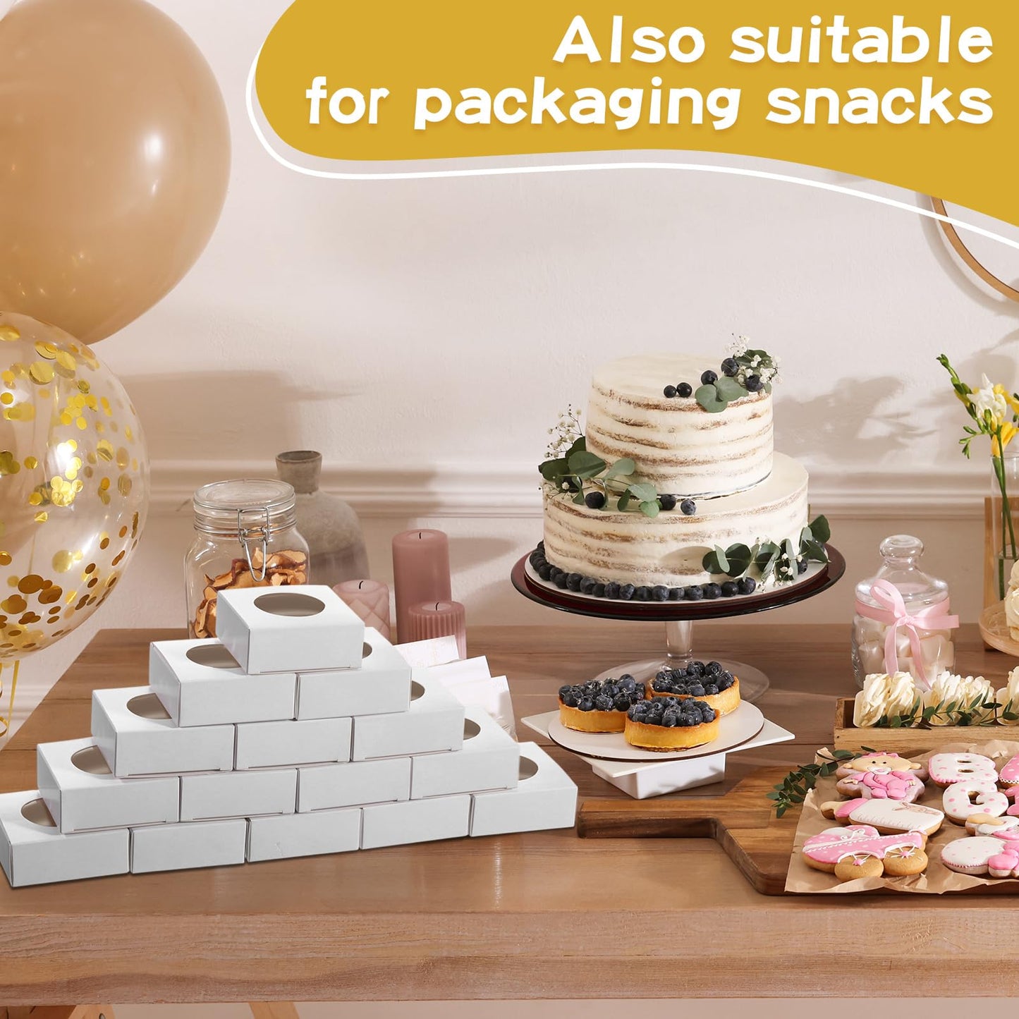 TaoBary 100 Pcs Soap Boxes for Homemade, 3 x 3 x 1.2 Inch Small Paper Gift Packaging Boxes with Window, Gift Wrappers for Soap Packaging Making Party Favor(Round,White)
