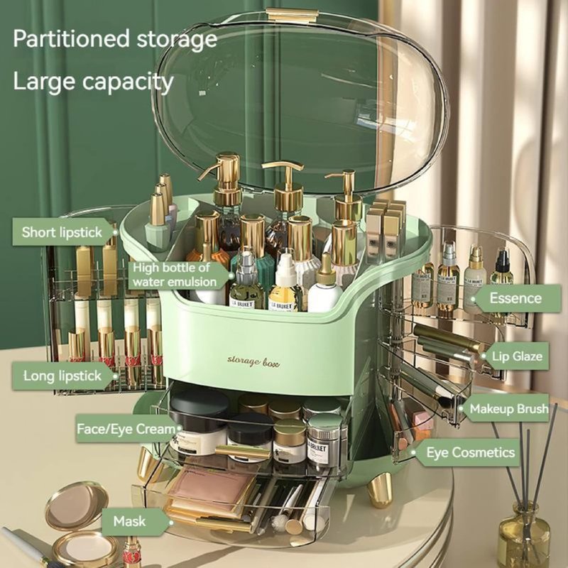 Omeily Large Makeup Organizer - Clear Vanity Storage Box for Cosmetics & Skincare | Easy Visibility