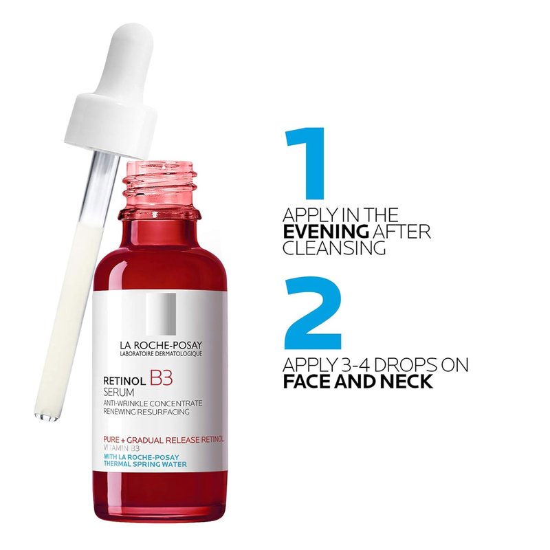 La Roche-Posay Pure Retinol Face Serum - Anti-Aging with Niacinamide & Hyaluronic Acid | 1.0 fl oz for Sensitive Skin