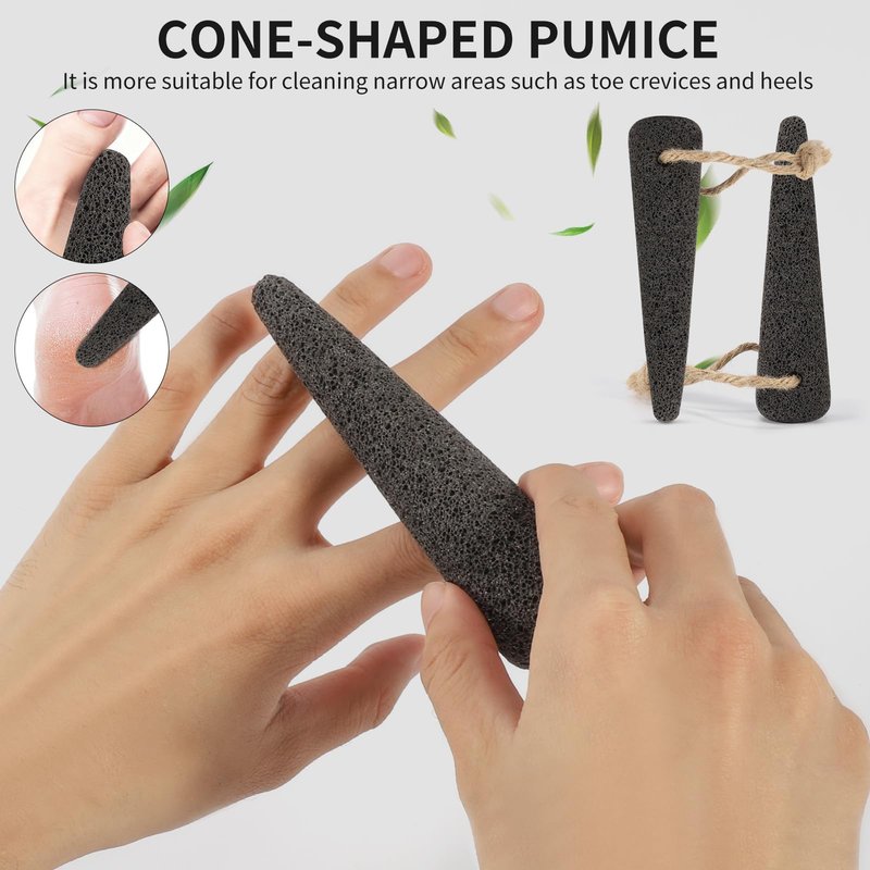 ÖkoStamm 4 PCS Natural Volcanic Pumice Stone for Feet - Rough Feet Scrubber with Hanging Rope for Dead Skin Removal, Pedicure Exfoliation Tool Use for Feet, Elbows, Knees