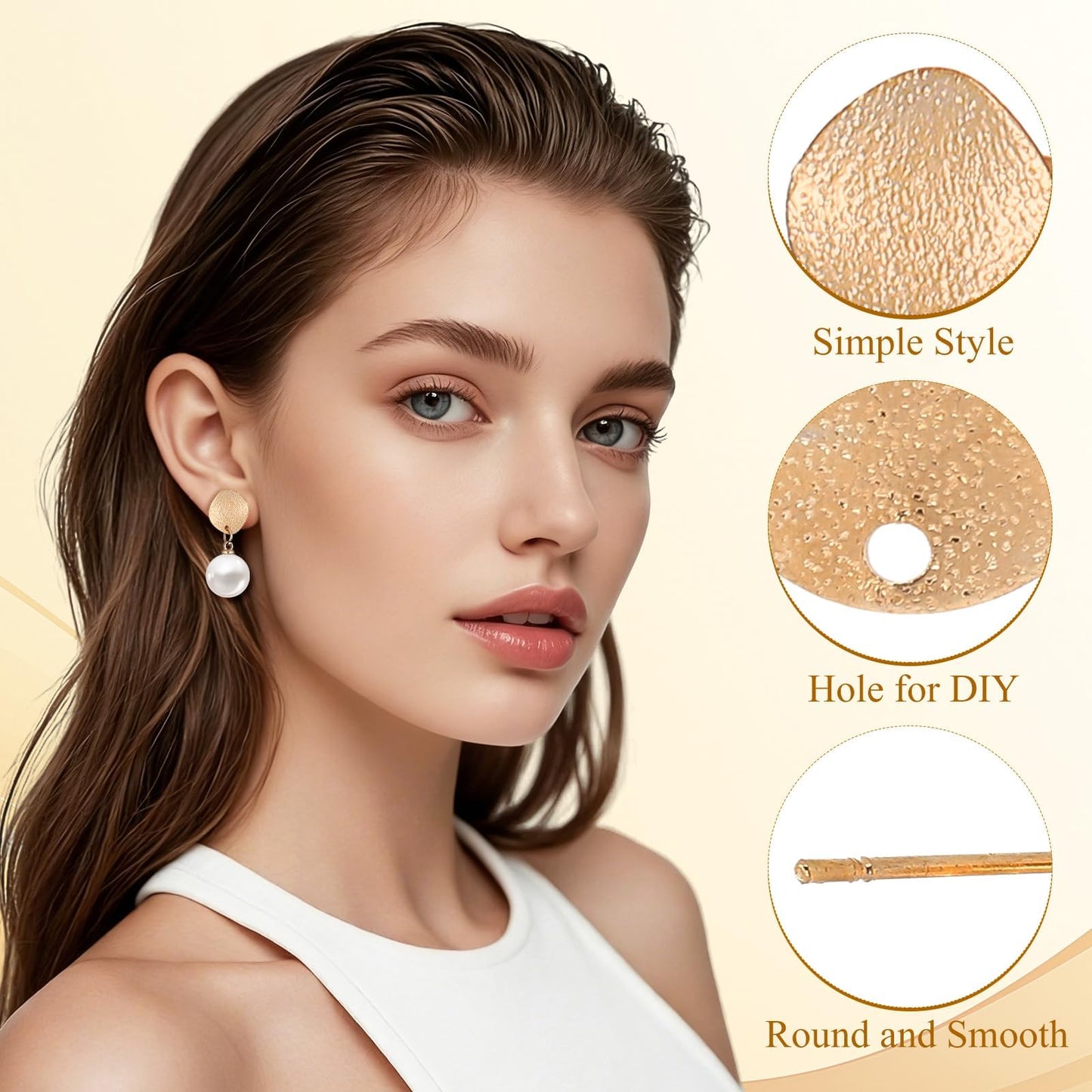 Milisten 30pcs Stainless Steel Earrings Posts Round Blank Peg Earrings Posts Flat Pad Ear Components Findings DIY Crafts (Golden)